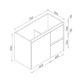 PEWH750R - 750x360x540mm Wall Hung PVC Waterproof Vanity with Ceramic Basin – alternate view