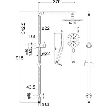 Cora Shower Set Multifunction 200mm – view 6