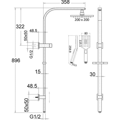 Eden Shower Set Multifunction 200mm – view 6