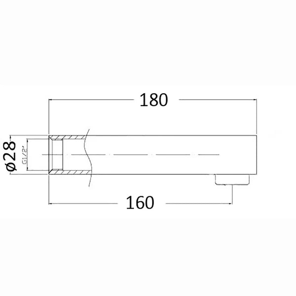 Yale Spout Chrome 180mm – alternate view