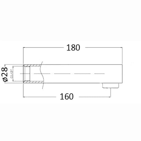 Yale Spout Chrome 180mm – alternate view