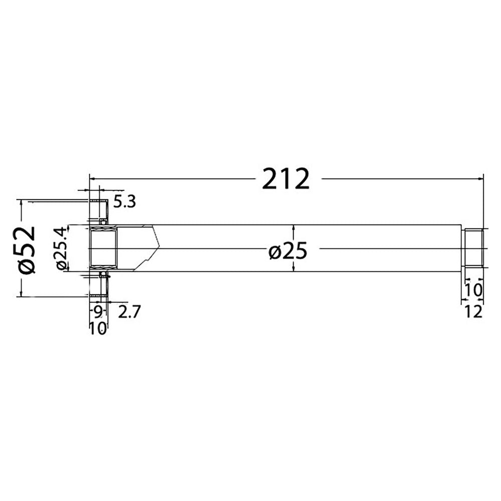 Round Shower Arm Vertical 200mm – alternate view