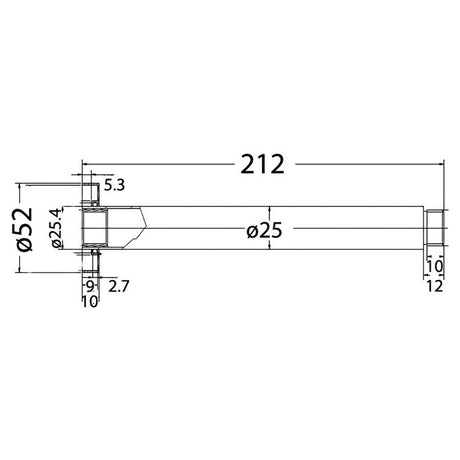 Round Shower Arm Vertical 200mm – alternate view