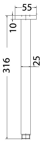 Square Shower Arm Vertical 310mm