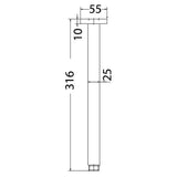 Square Shower Arm Vertical 310mm – alternate view