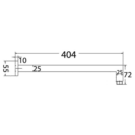 Square Shower Arm Horizontal 400mm – view 6