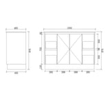 PS1200D-KB - 1200x460x880mm Kickboard PVC Waterproof Vanity with Ceramic Basin – alternate view