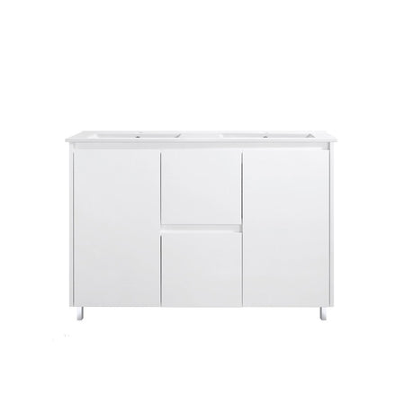 PS1200D - 1200x460x875mm PVC Waterproof Vanity with Double Bowl Ceramic Basin