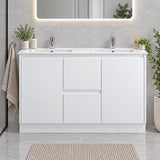 Presley 1200mm PVC Vanity on Kickboard Double Bowl - 1200x460x880mm