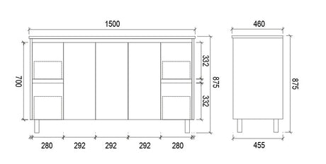 PS1500 - 1500x460x875mm PVC Waterproof Vanity with Undermount Basin and White Stone Top – alternate view