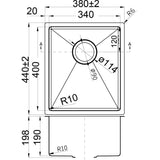 Eden Single Bowl Above / Undermount Sink 340mm – view 5