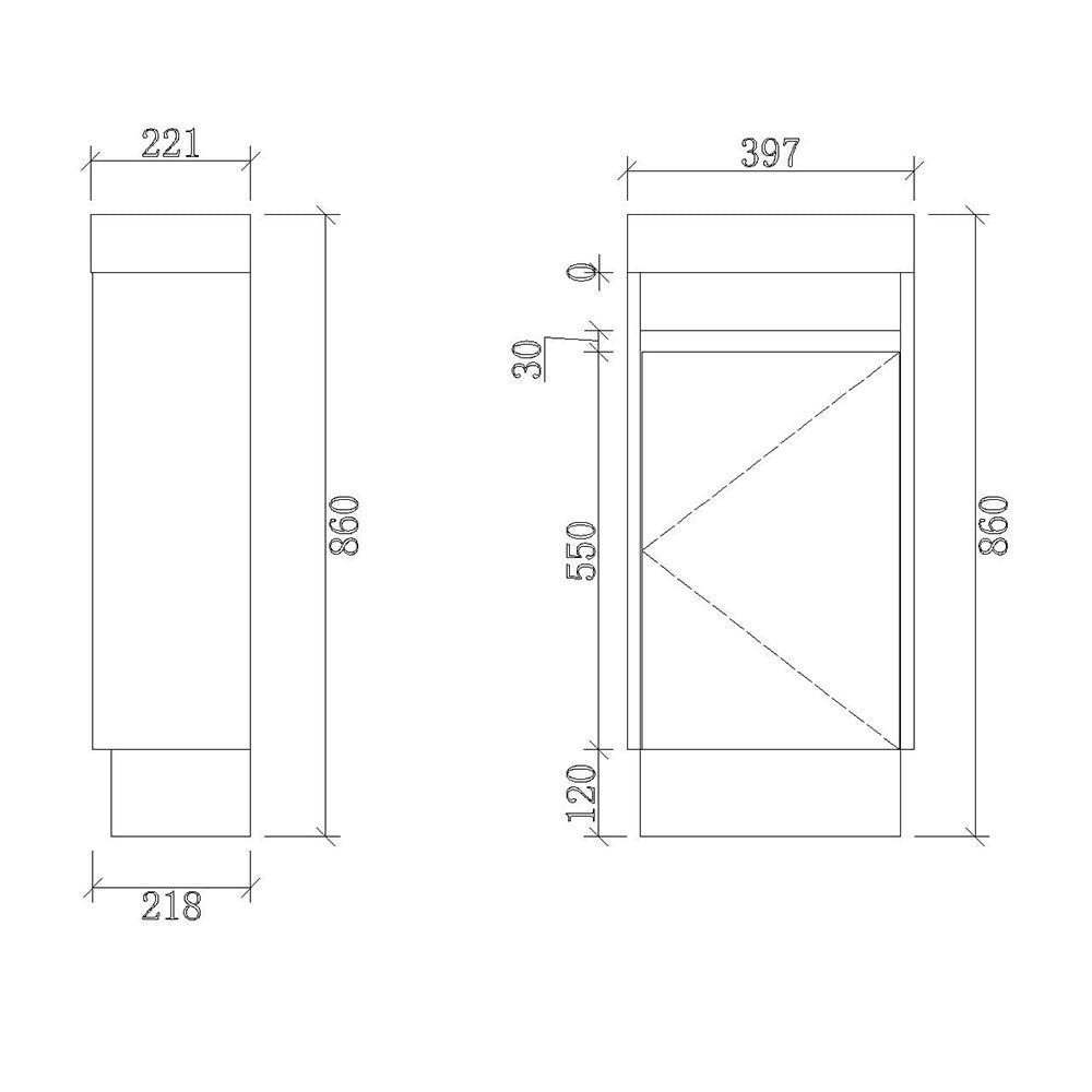PS400-KB - 400x220x880mm Kickboard PVC Waterproof Vanity with Poly Marble Basin – alternate view