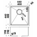 Eden Single Bowl Above / Undermount 400mm – alternate view