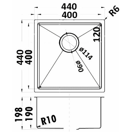 Eden Single Bowl Above / Undermount 400mm – alternate view