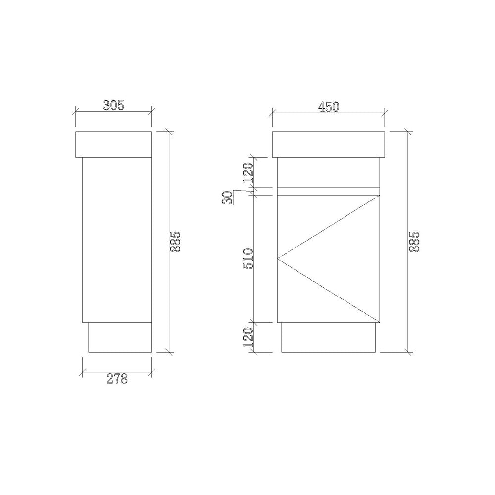 PS450-KB - 450x300x880mm Kickboard PVC Waterproof Vanity with Ceramic Basin – alternate view