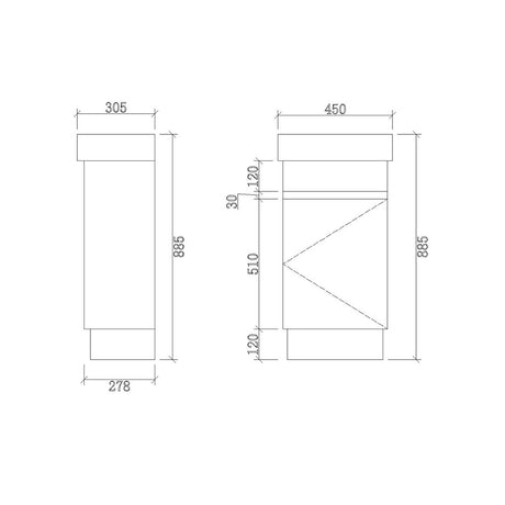PS450-KB - 450x300x880mm Kickboard PVC Waterproof Vanity with Ceramic Basin – alternate view