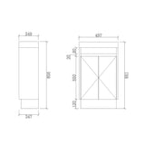 PS500-KB - 500x250x880mm Kickboard PVC Waterproof Vanity with Ceramic Basin – alternate view