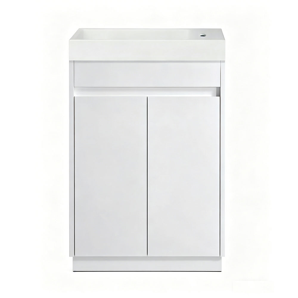 PS500-KB - 500x250x880mm Kickboard PVC Waterproof Vanity with Ceramic Basin