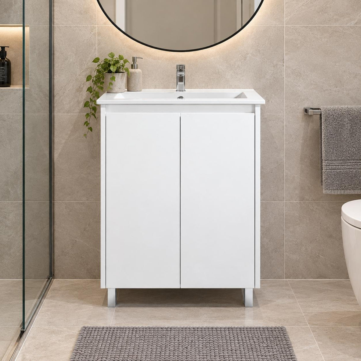 Paula 600mm PVC Slim Vanity on Legs 1th - 600x360x875mm