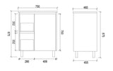 PS750L - 750x460x875mm PVC Waterproof Vanity with Ceramic Basin – alternate view