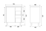 PS750R - 750x460x875mm PVC Waterproof Vanity with Ceramic Basin – alternate view