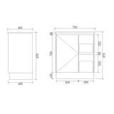 PS750R-KB - 750x460x880mm Kickboard PVC Waterproof Vanity with Ceramic Basin – alternate view