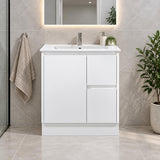 Paula 750mm PVC Slim Vanity Right Hand Draws on Kickboard 1th - 750x360x880mm