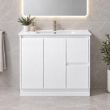 Felix 900mm MDF Polyurethane Vanity Right Hand Draws on Kickboard - 900x460x880mm