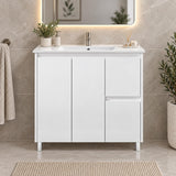 Felix 900mm MDF Polyurethane Vanity Right Hand Draws on Legs - 900x460x875mm