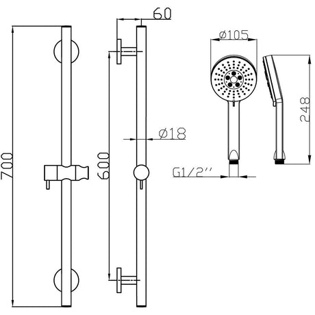 Otus Rail Shower – alternate view
