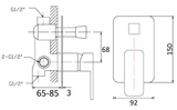 Nova Wall Mixer Diverter – view 4