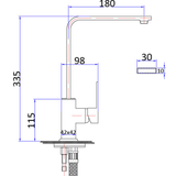 Rosa Rectangle Handle Sink Mixer Lead Free – detail view
