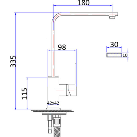 Rosa Rectangle Handle Sink Mixer Lead Free – detail view