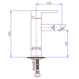 Rosa Rectangle Handle Basin Mixer Lead Free - 320x220x70mm – alternate view