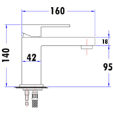 Rosa Rectangle Handle Basin Mixer Lead Free - 200x170x100mm – detail view