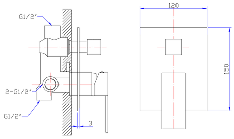 Rosa Wall Mixer Diverter – detail view