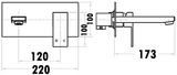Rosa Rectangle Handle Wall Basin Mixer Lead Free – detail view