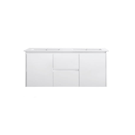 PWH1200D - 1200x460x540mm Wall Hung PVC Waterproof Vanity with Double Bowl Ceramic Basin