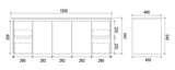 PWH1500 - 1500x460x540mm Wall Hung PVC Waterproof Vanity with Undermount Basin – alternate view