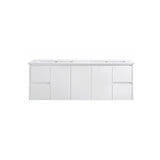 PWH1500D - 1500x460x540mm Wall Hung PVC Waterproof Vanity with Double Bowl Undermount Basin