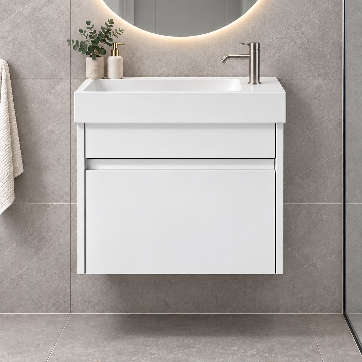 Paula 400mm PVC Slim Vanity Wall Hung 1th - 400x220x540mm