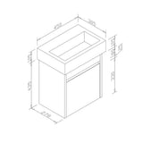 PWH450 - 450x300x540mm Wall Hung PVC Waterproof Vanity with Ceramic Basin – alternate view