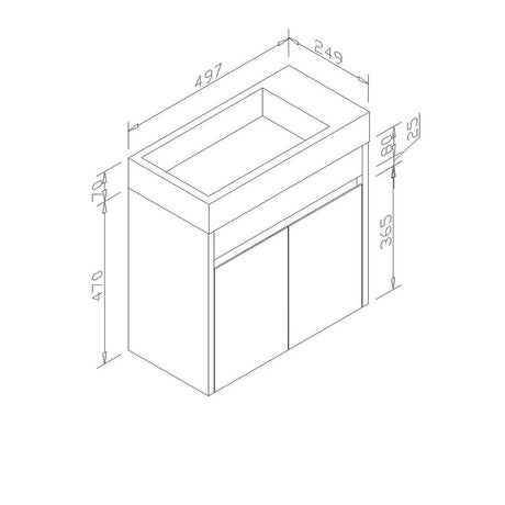 PWH500 - 500x300x540mm Wall Hung PVC Waterproof Vanity Poly Marble Basin – alternate view