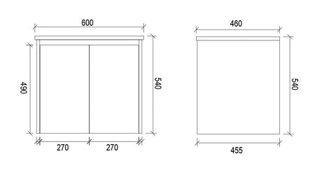 PWH600 - 600x460x540mm Wall Hung PVC Waterproof Vanity with Ceramic Basin – alternate view