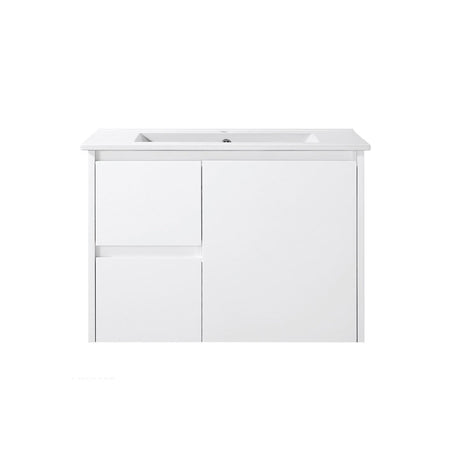 PWH750L - 750x460x540mm Wall Hung PVC Waterproof Vanity with Ceramic Basin