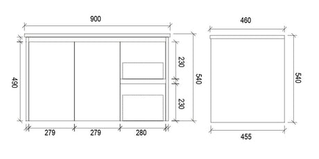 PWH900R - 900x460x540mm Wall Hung PVC Waterproof Vanity with Ceramic Basin – alternate view