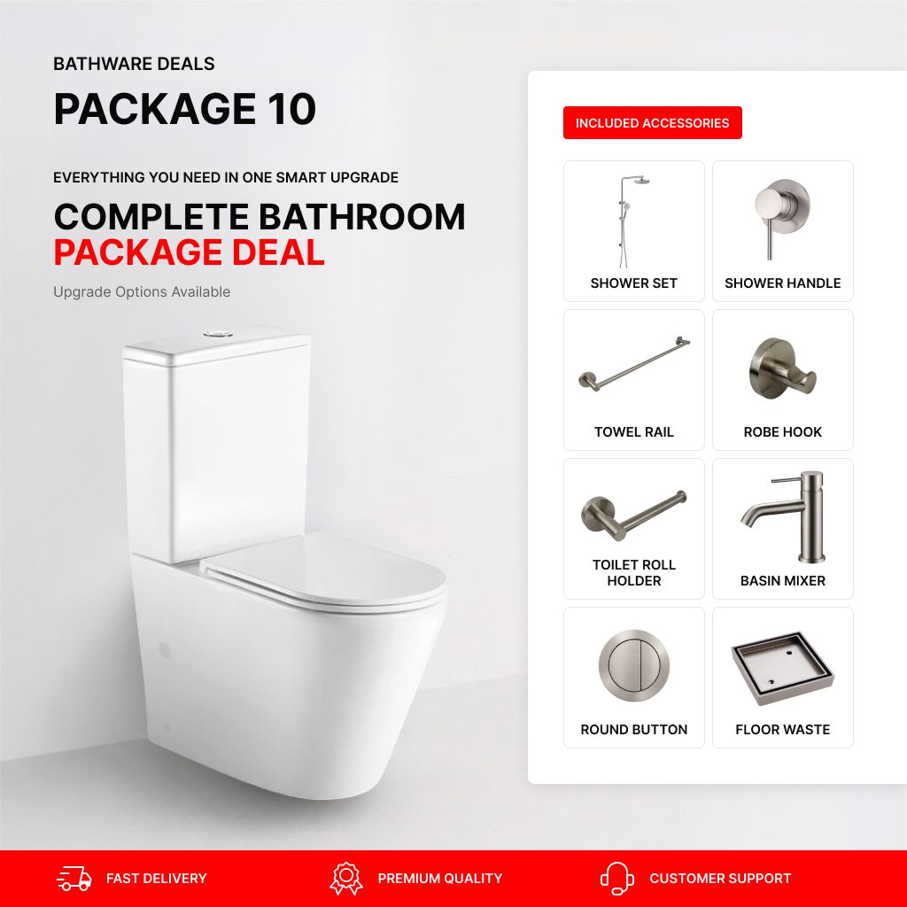 Hali Brushed Nickel Bathroom Package – Complete Shower, Toilet & Accessory Set