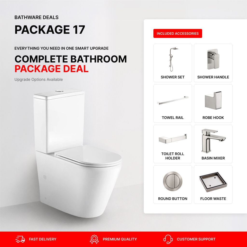 Nova Brushed Nickel Bathroom Package – Complete Shower, Toilet & Accessory Set