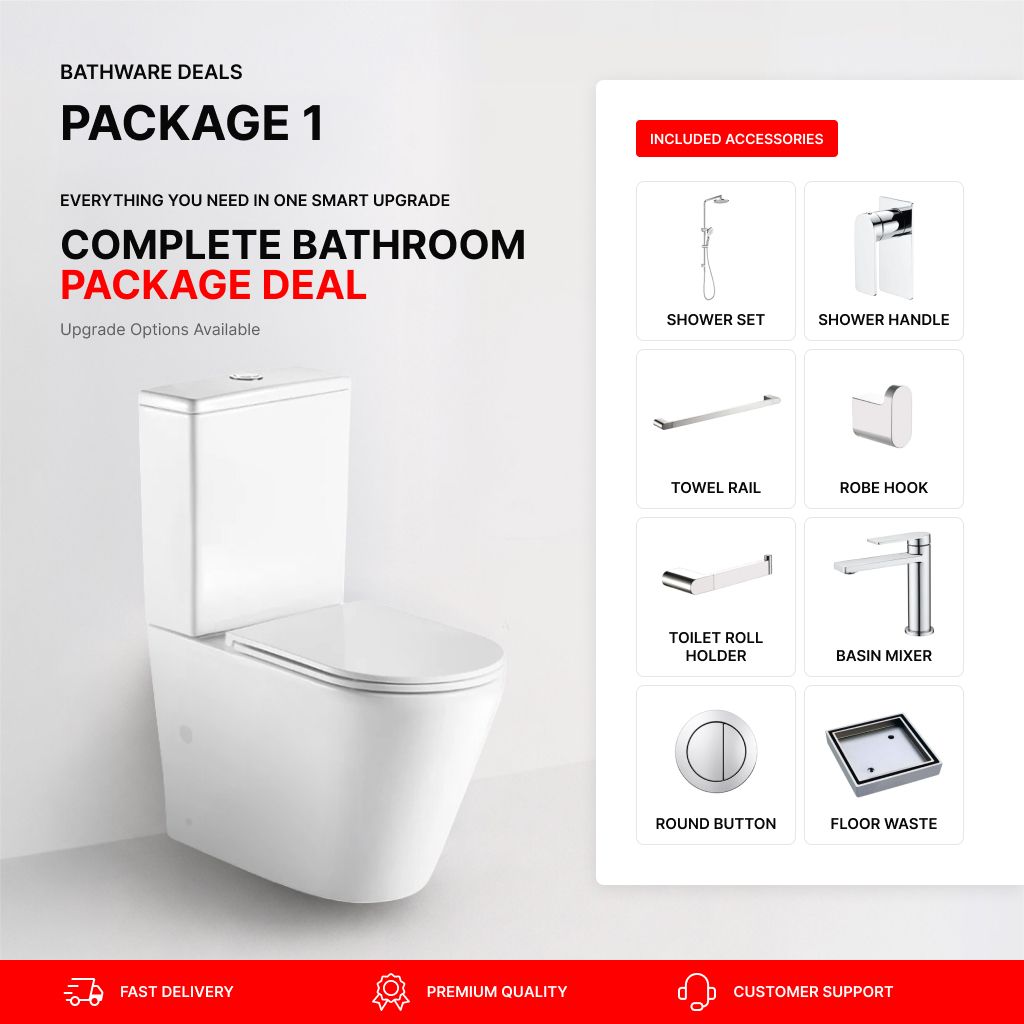 Ruki Chrome Bathroom Package – Complete Shower, Toilet & Accessory Set