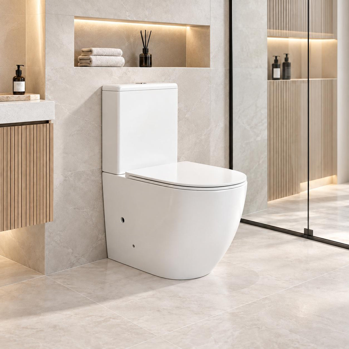 Cera Rimless Back to Wall Toilet Suite – Gloss White
